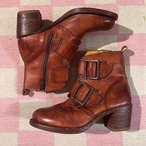 FRYE made in USA sabrina double buckle heeled boots